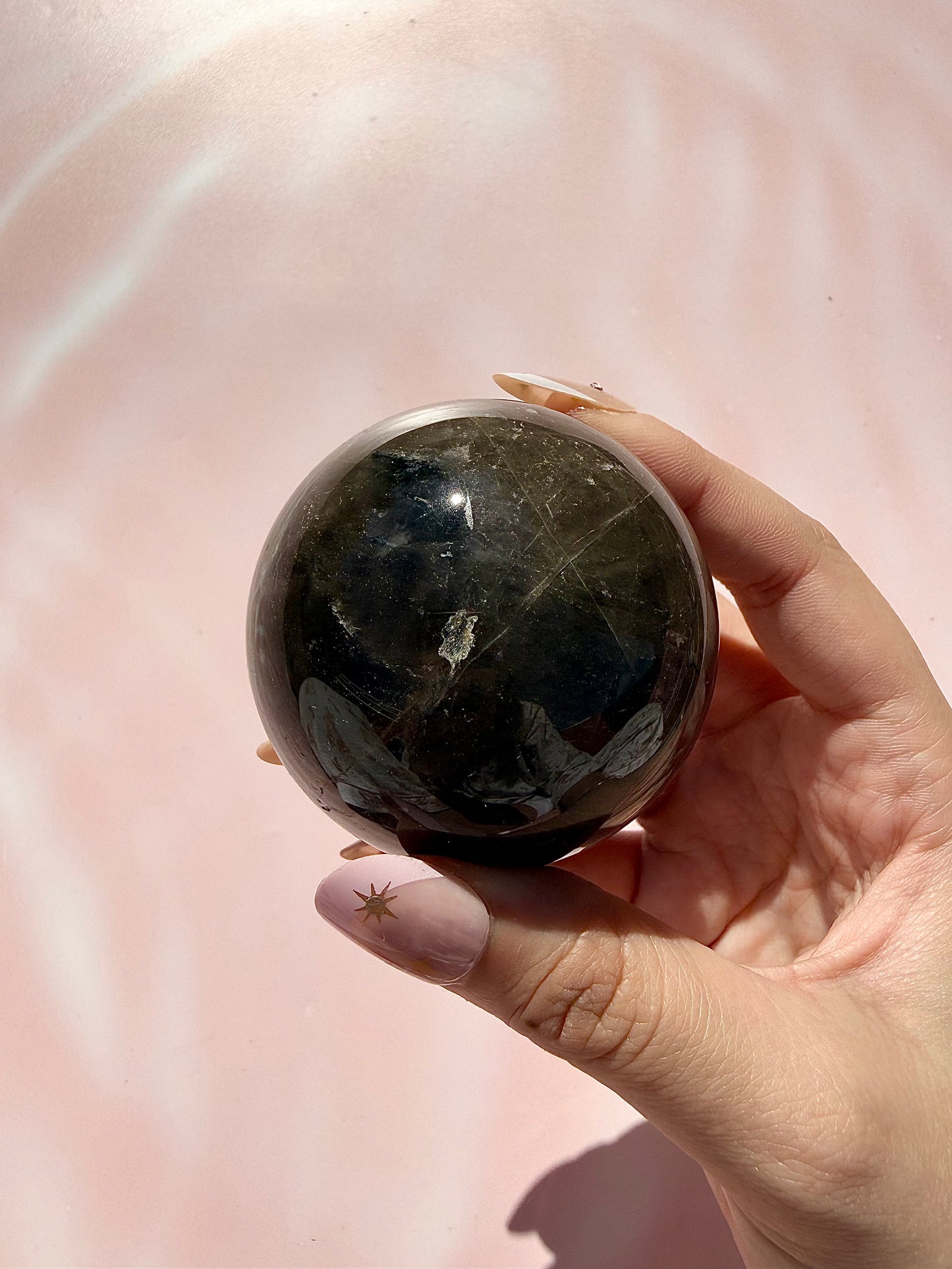 Black Moonstone Sphere with Stand