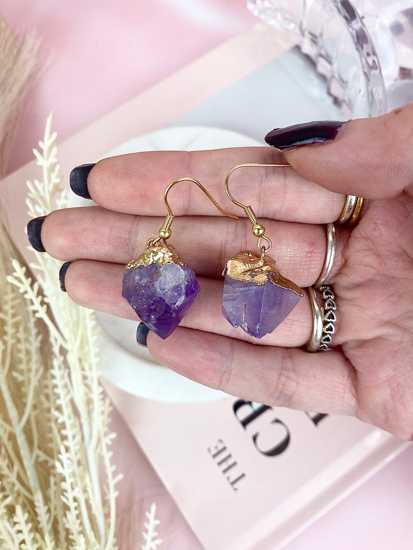 Raw Amethyst Earrings