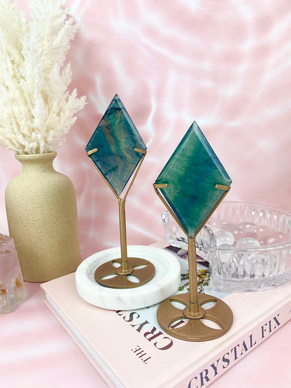 ✧ Blue Fluorite Diamonds on Bronze Stand ✧