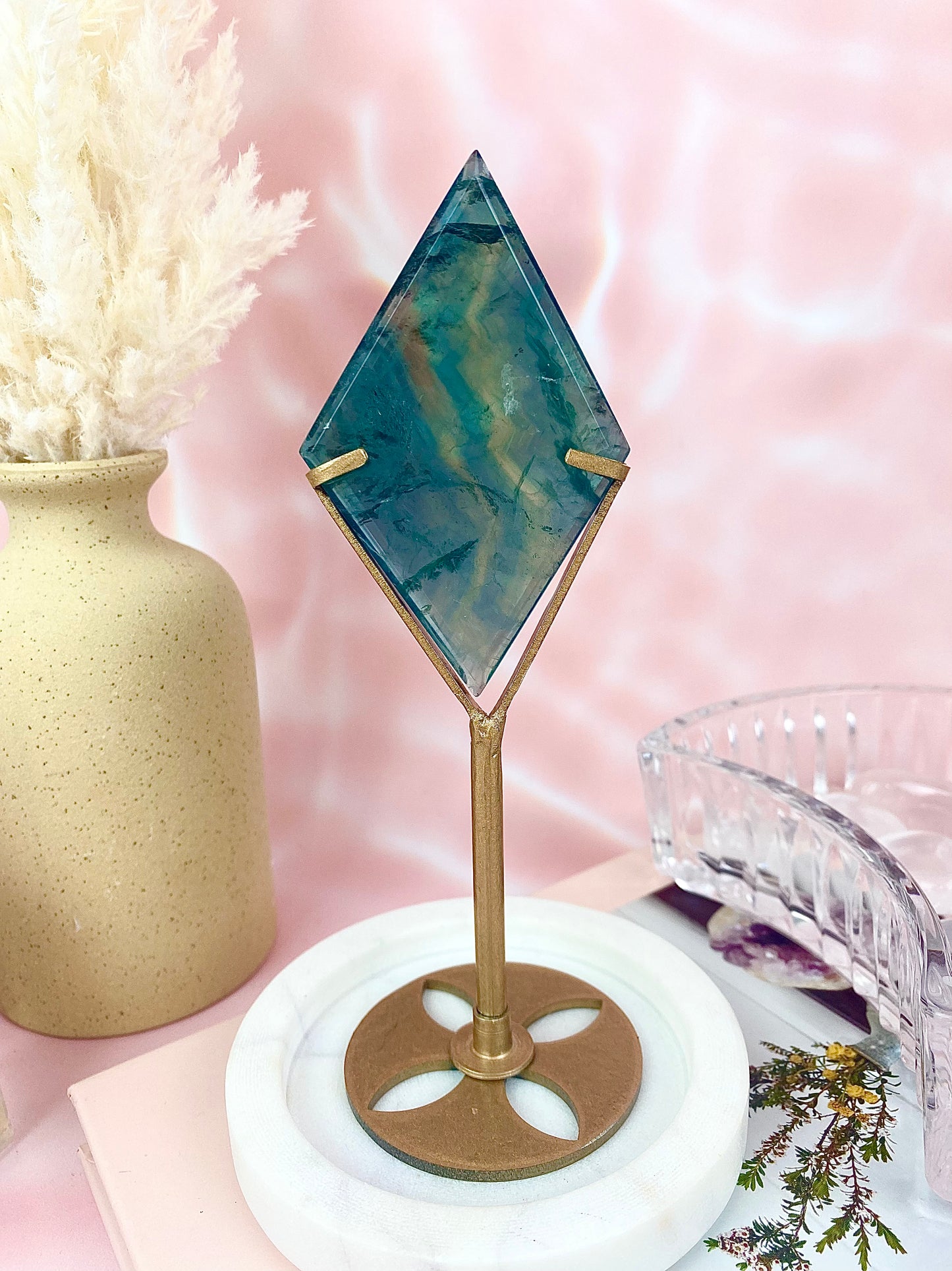 ✧ Blue Fluorite Diamonds on Bronze Stand ✧