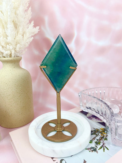 ✧ Blue Fluorite Diamonds on Bronze Stand ✧