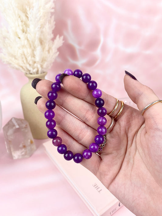 Purple Agate Beaded Bracelet