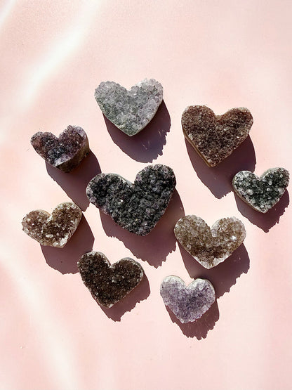 Amethyst Cluster Hearts