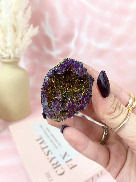 Aura Coated Dyed Quartz Geodes