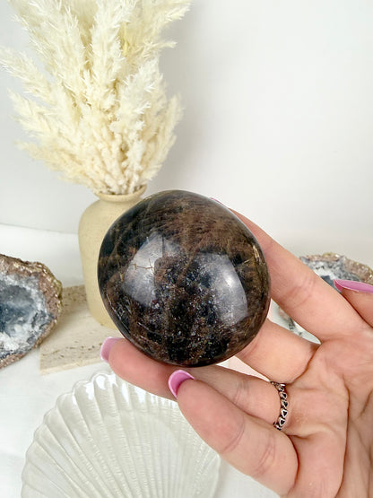 Black Moonstone Palm Stone