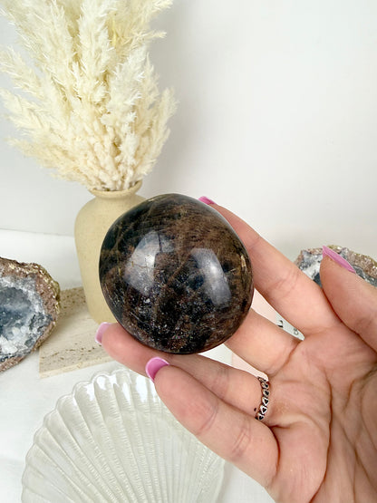 Black Moonstone Palm Stone
