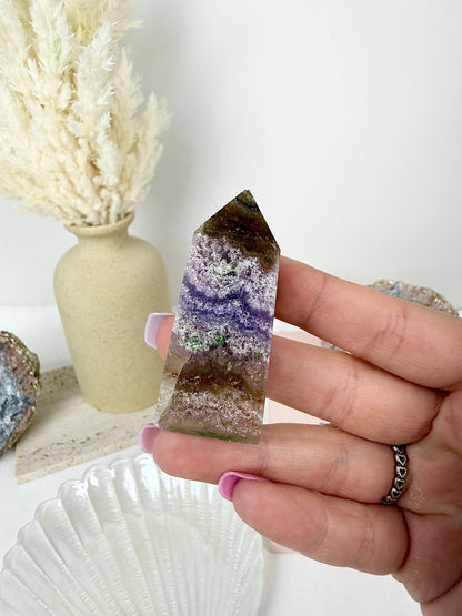 Lodolite Quartz with Amethyst Tower