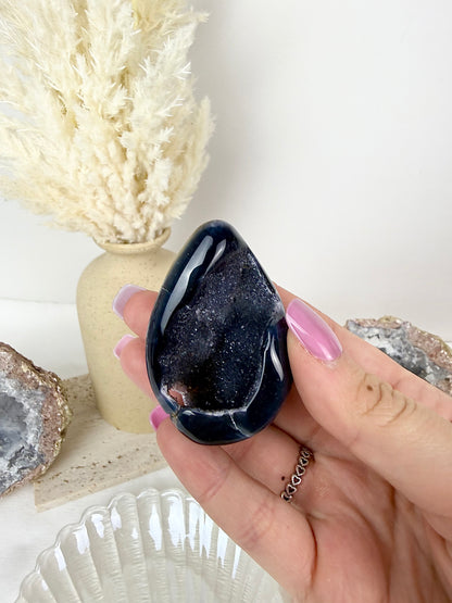 Black Druzy Agate Egg