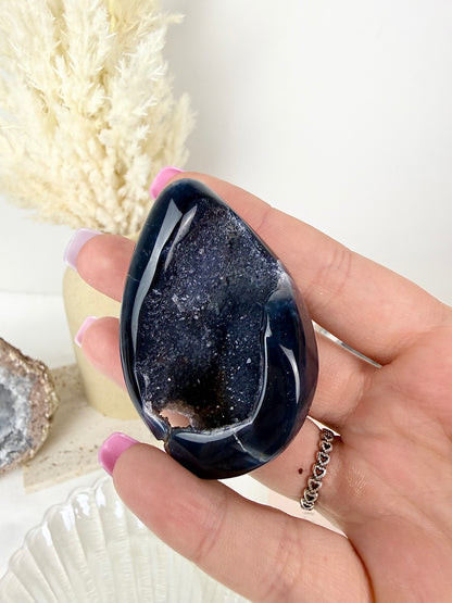 Black Druzy Agate Egg