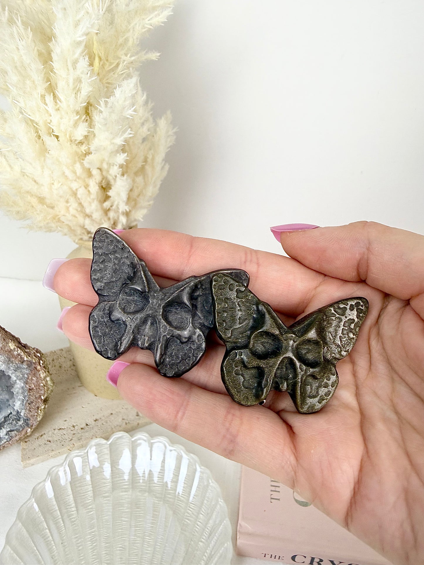 Golden & Silver Sheen Obsidian Skull Butterflies