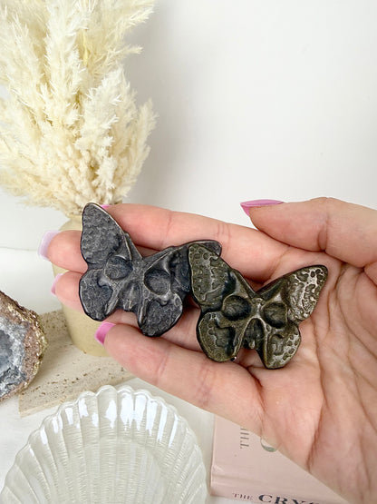 Golden & Silver Sheen Obsidian Skull Butterflies