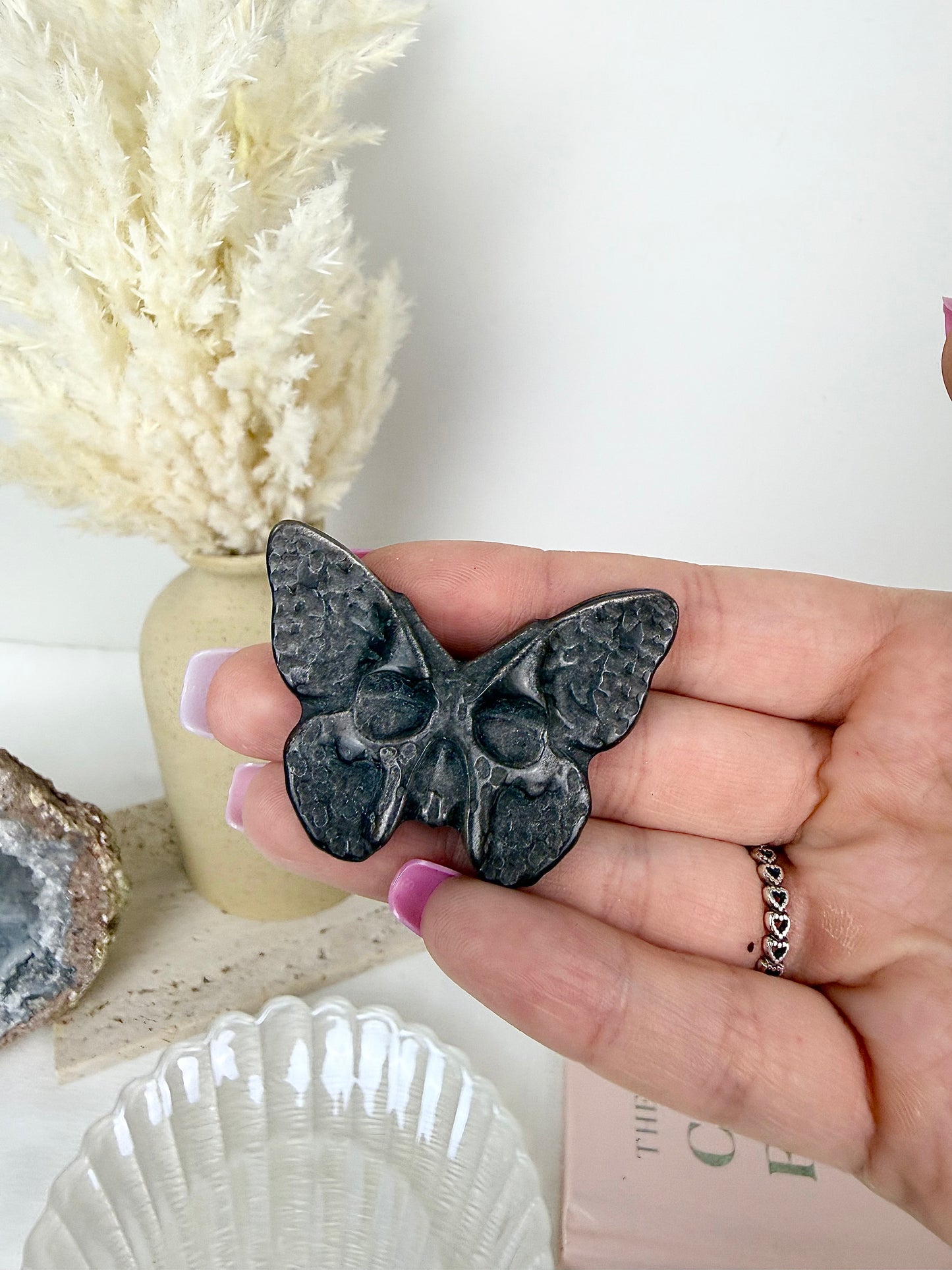 Golden & Silver Sheen Obsidian Skull Butterflies