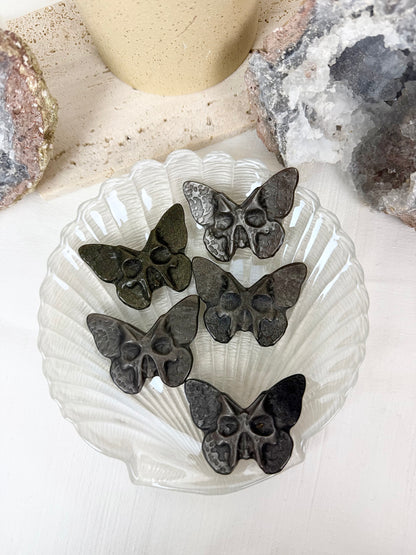Golden & Silver Sheen Obsidian Skull Butterflies