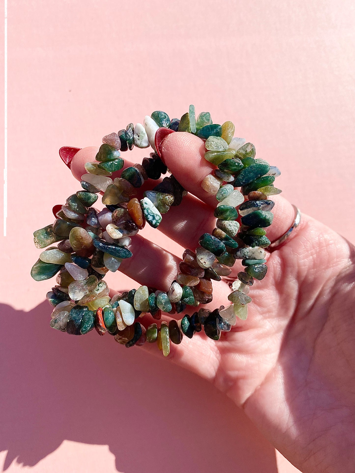 Moss Agate Chip Bracelets