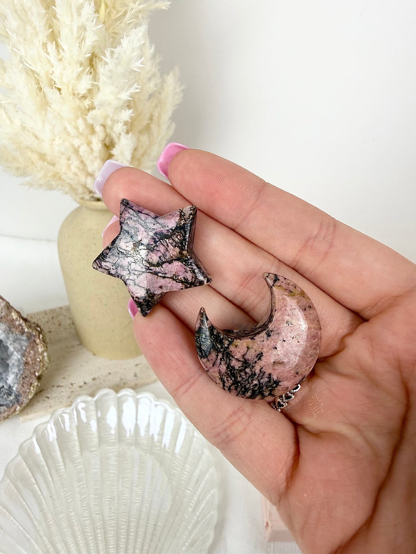 Rhodonite Star + Moon Bundle