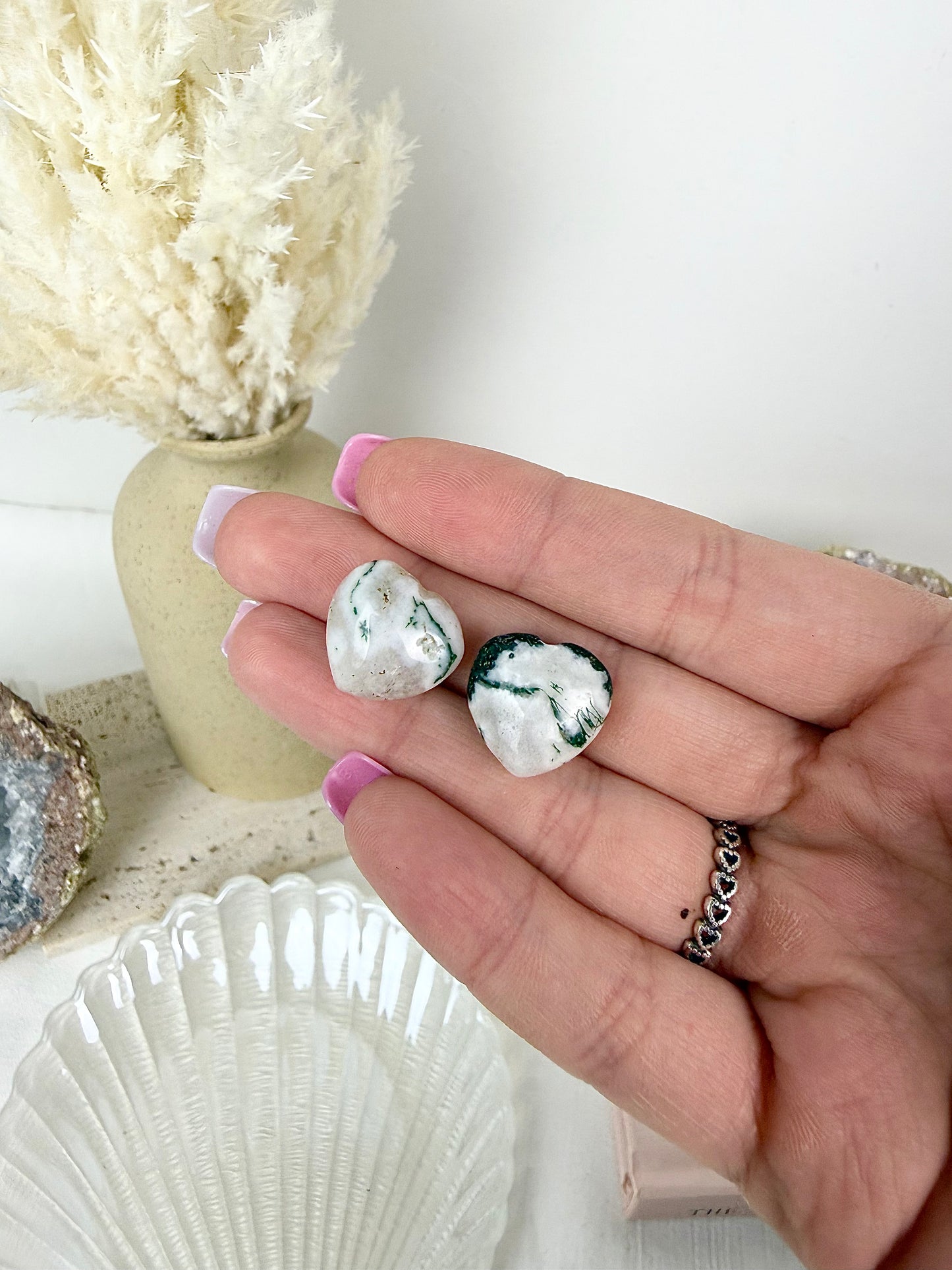 Moss Agate Mini Hearts