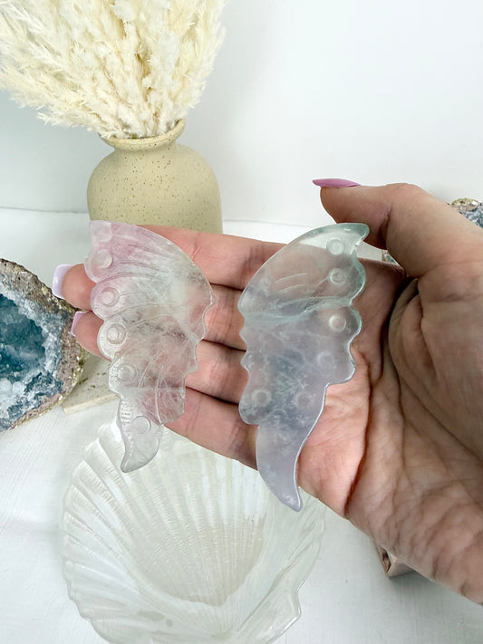 Fluorite Butterfly Wings Pair