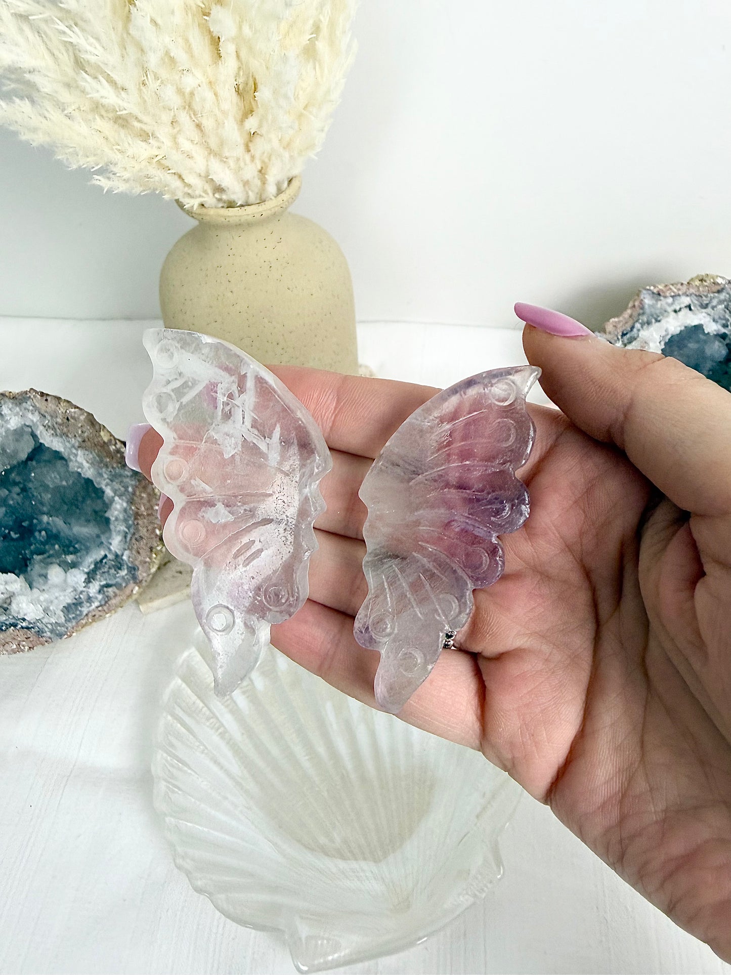 Fluorite Butterfly Wings Pair