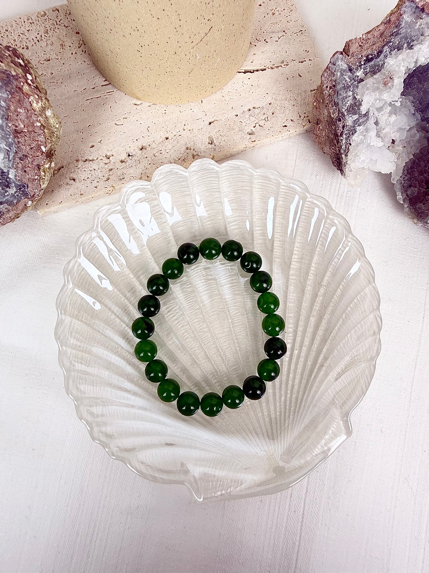 Green Agate Beaded Bracelet *dyed*