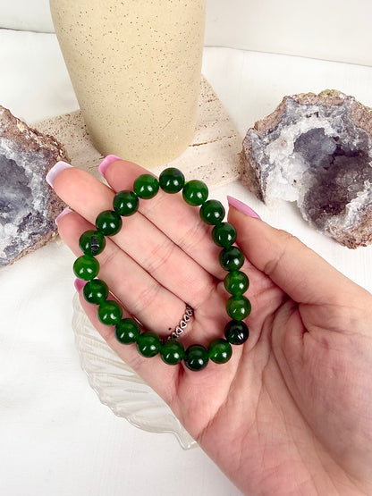 Green Agate Beaded Bracelet *dyed*