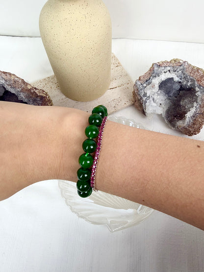Green Agate Beaded Bracelet *dyed*
