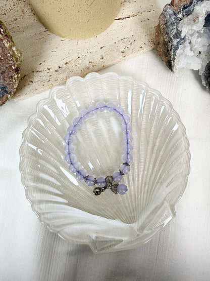 Lavender Fluorite Charm Beaded Bracelet