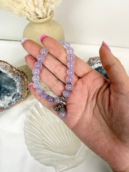 Lavender Fluorite Charm Beaded Bracelet