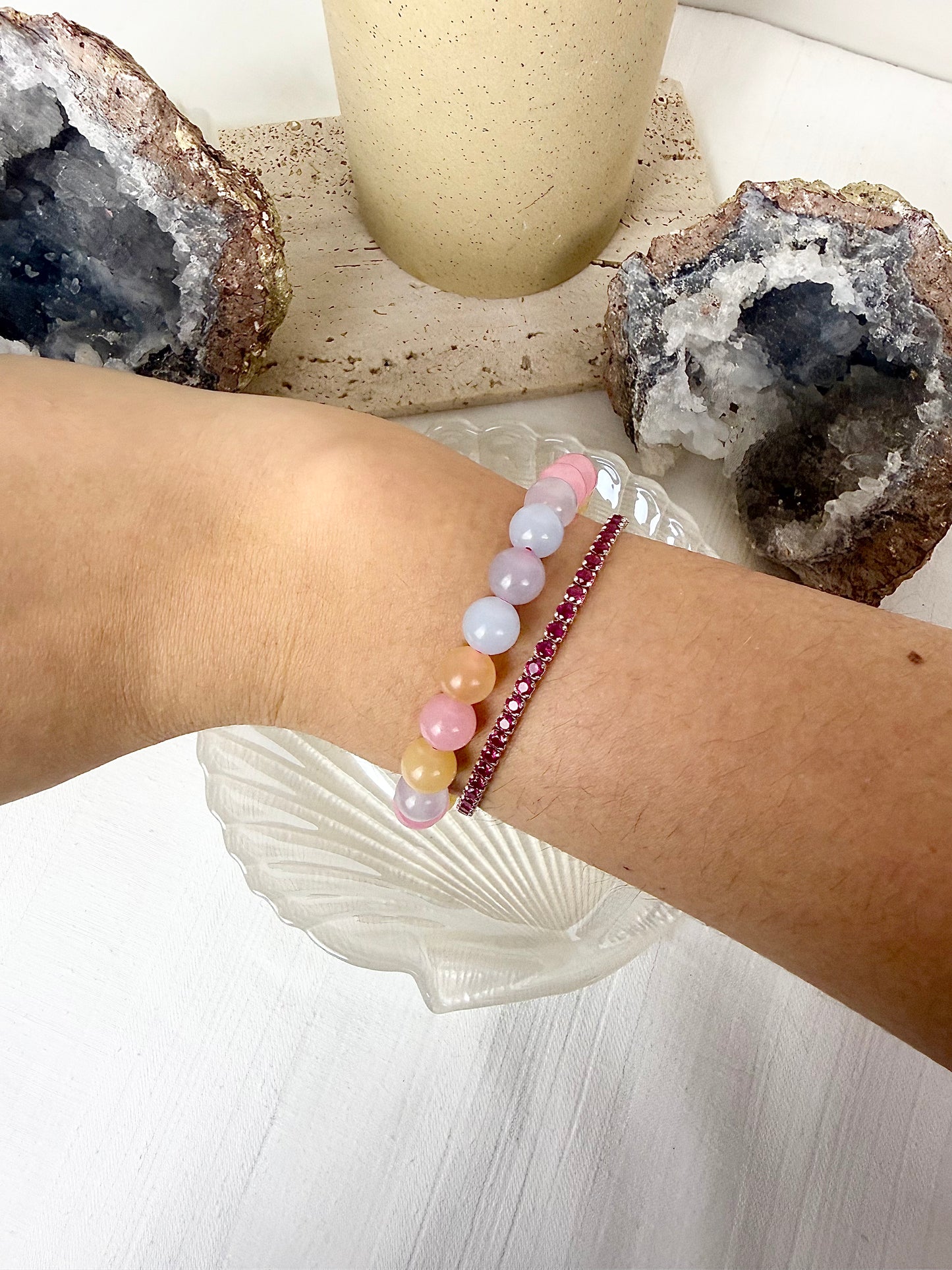 Morganite Beaded Bracelet