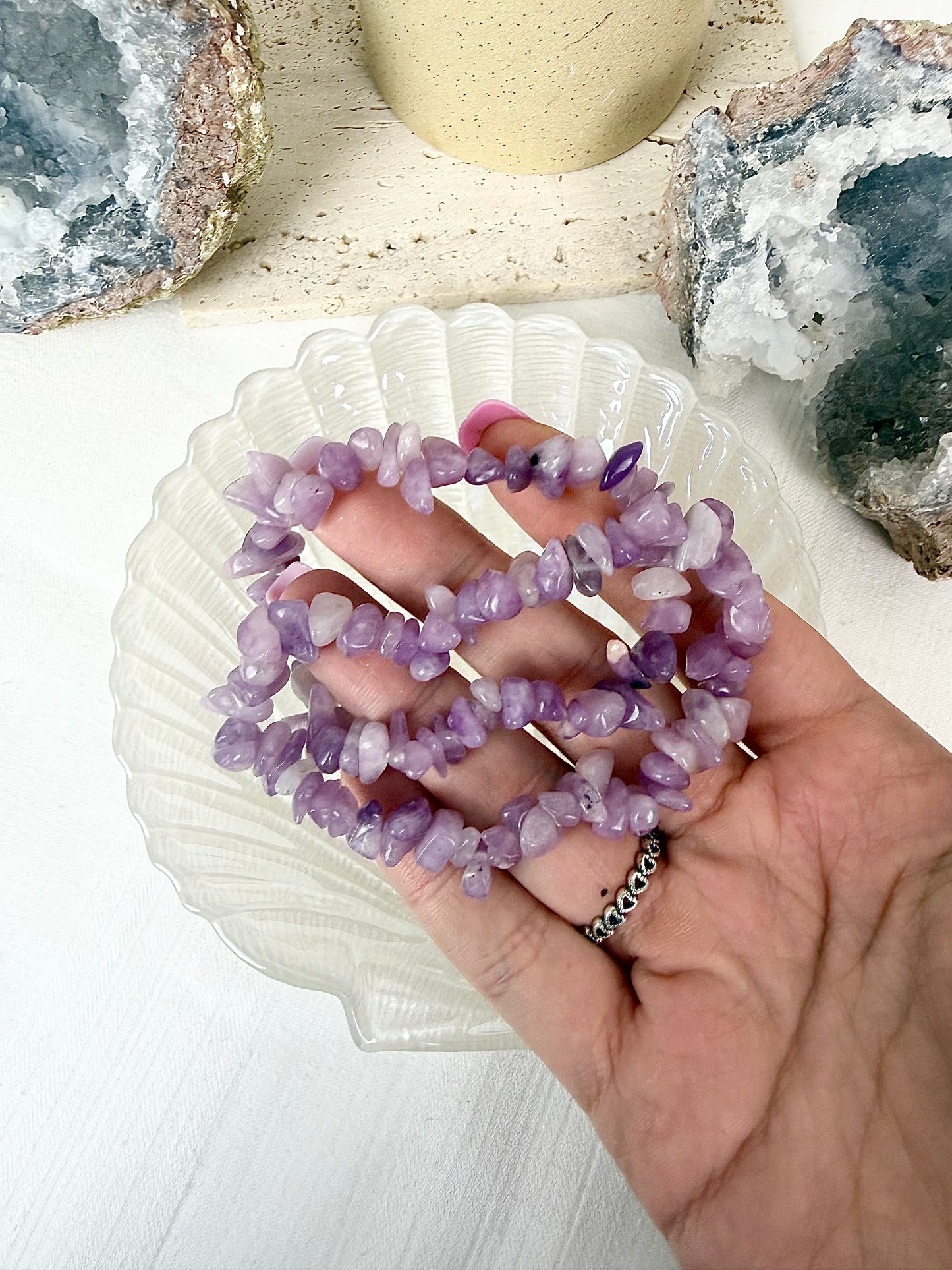Lepidolite Chip Bracelets