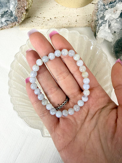Blue Lace Agate Beaded Bracelet