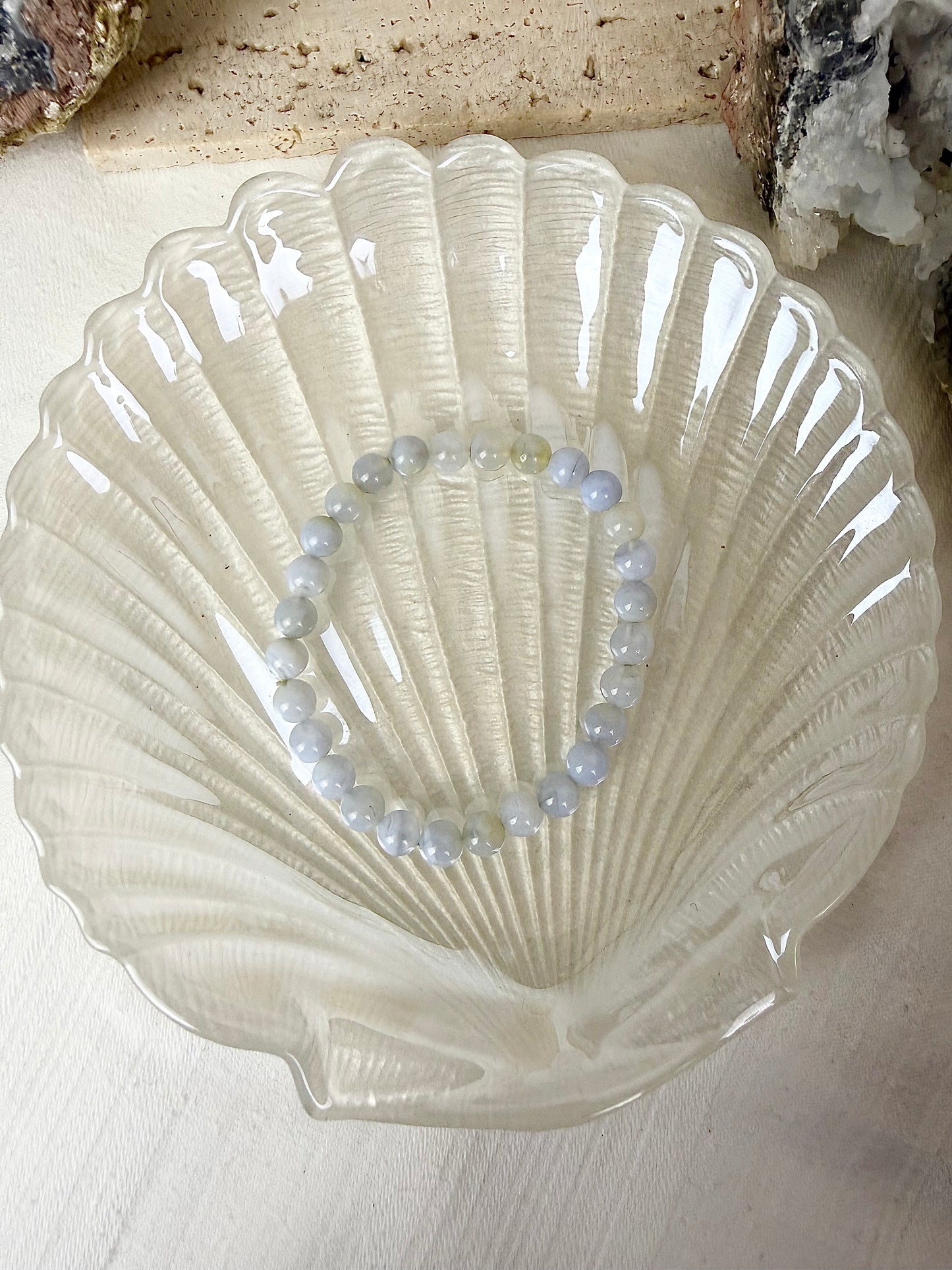 Blue Lace Agate Beaded Bracelet