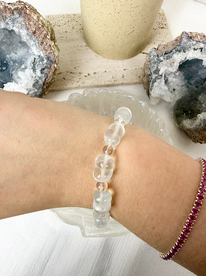 Lavender Fluorite Heart Carving Bracelet