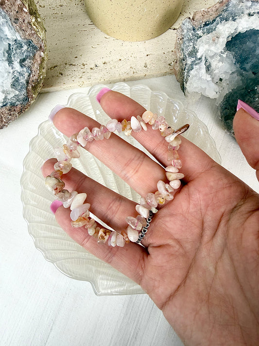 Flower Agate Chip Bracelet