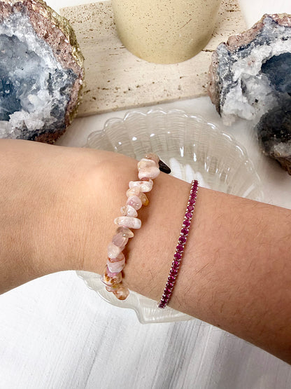 Flower Agate Chip Bracelet