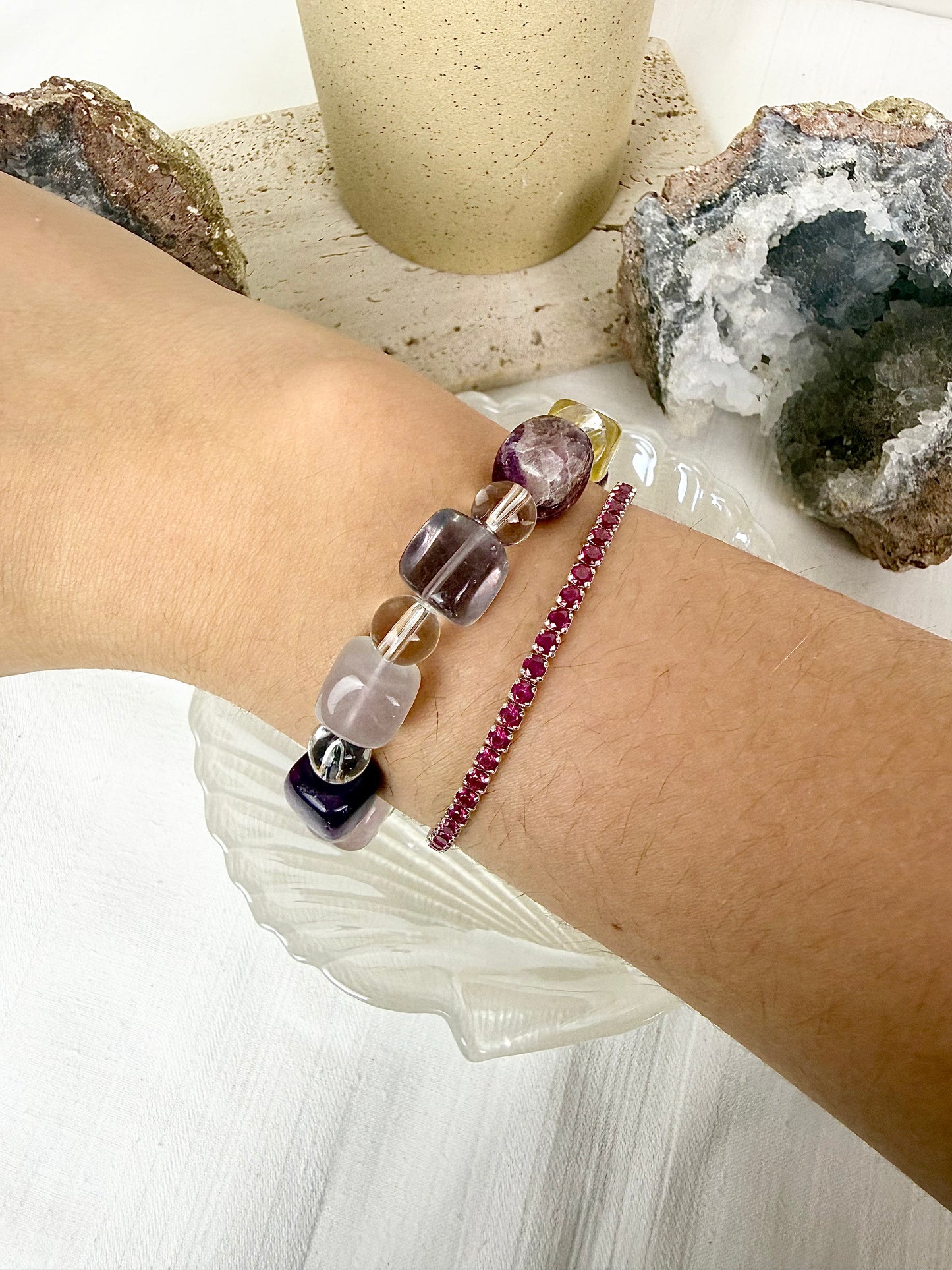 Fluorite Chunky Beaded Bracelets