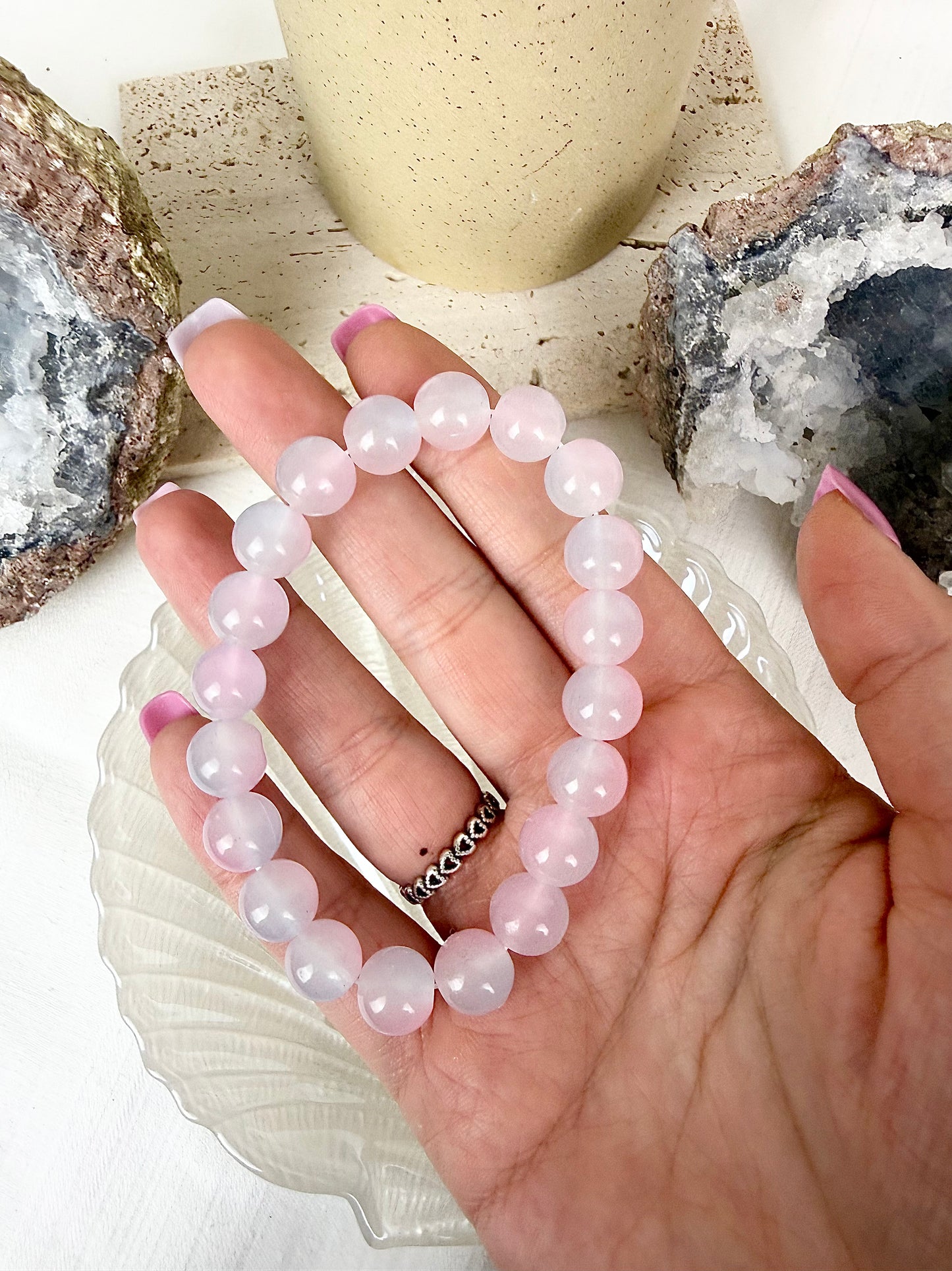 Pink Opalite Beaded Bracelet