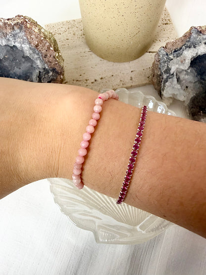 Pink Opal Faceted Beaded Bracelet