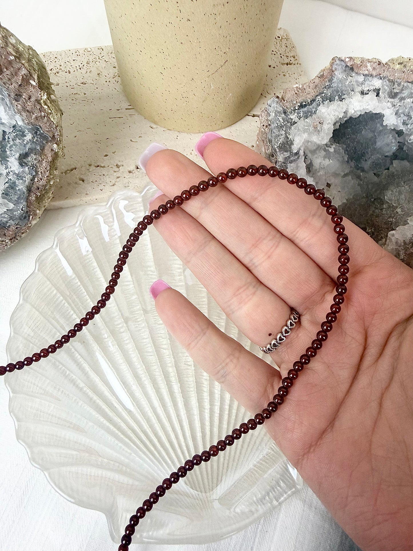Garnet Long Necklace / Beaded String for Jewellery Making