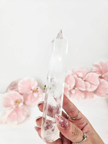 Icy Clear Quartz Tall Tower