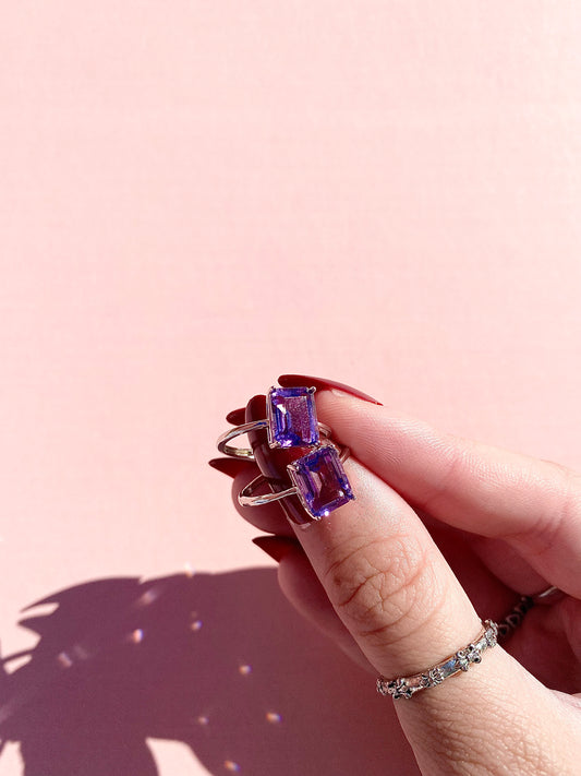 ✧ A-Grade High Quality Amethyst Faceted Ring ✧