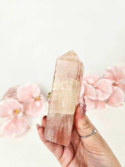 Rose Calcite Tower