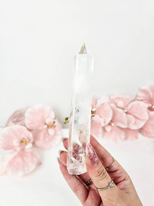 Icy Clear Quartz Tall Tower