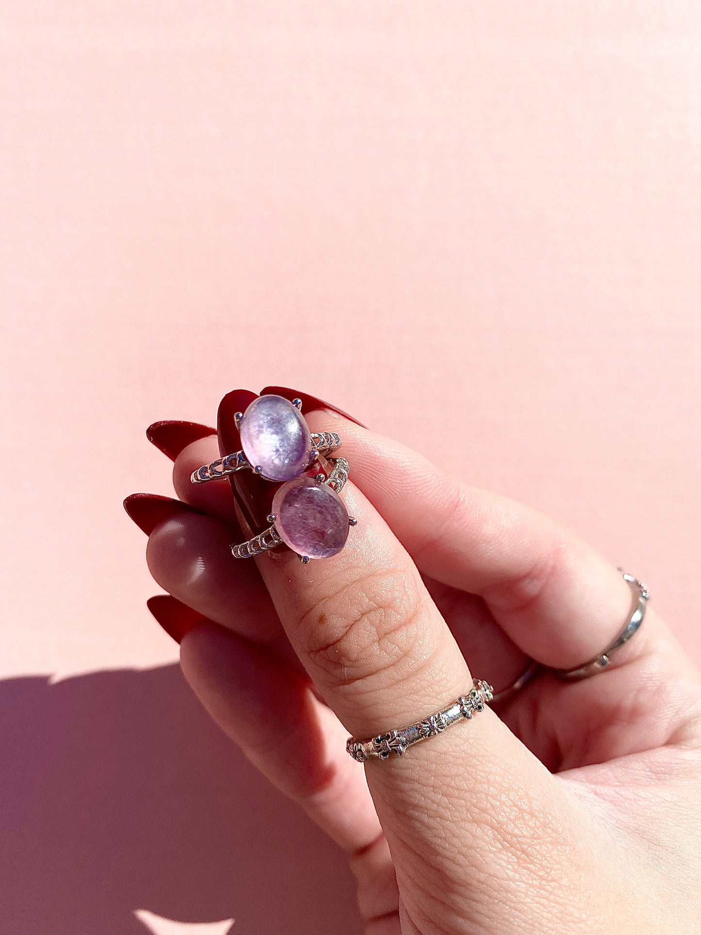 ✿ High Quality Flashy Lepidolite Rings ✿