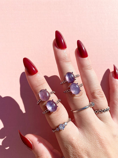 ✿ High Quality Flashy Lepidolite Rings ✿