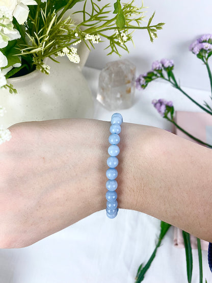 Angelite Beaded Bracelet ✧ 6mm