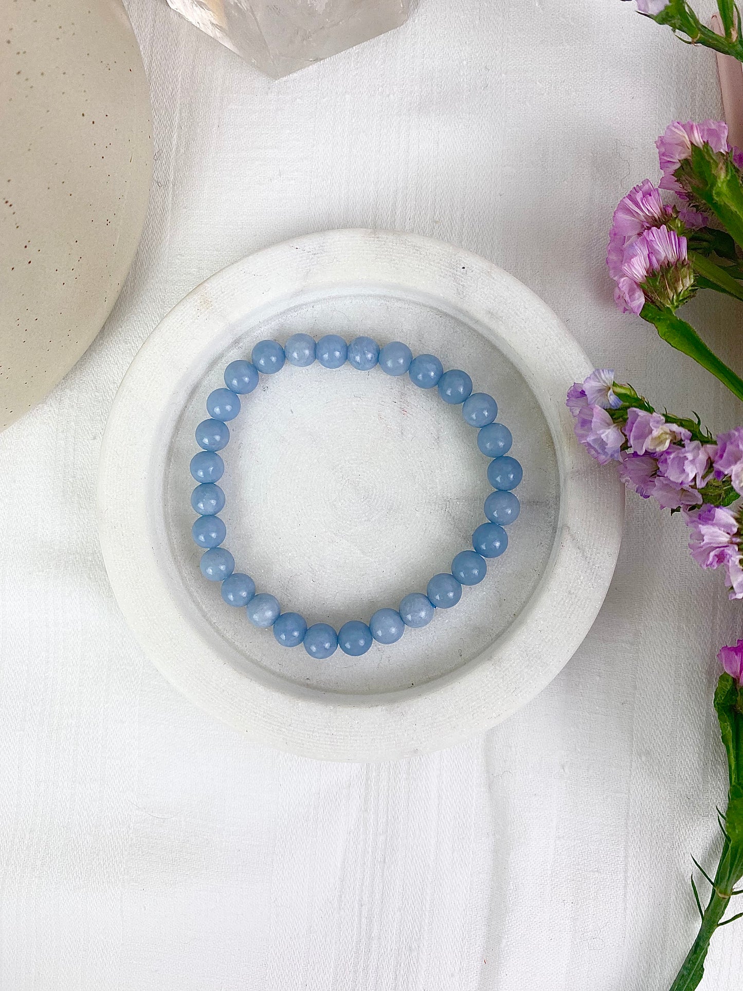 Angelite Beaded Bracelet ✧ 6mm