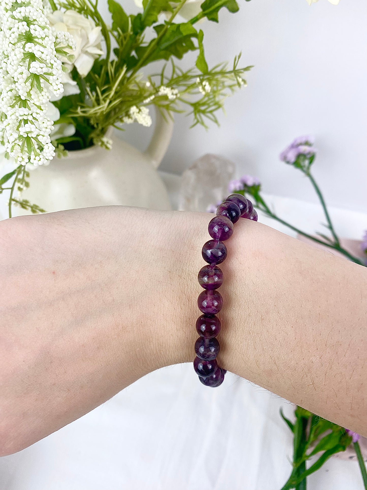 🍉 Watermelon Fluorite Beaded Bracelet ✧ 6mm