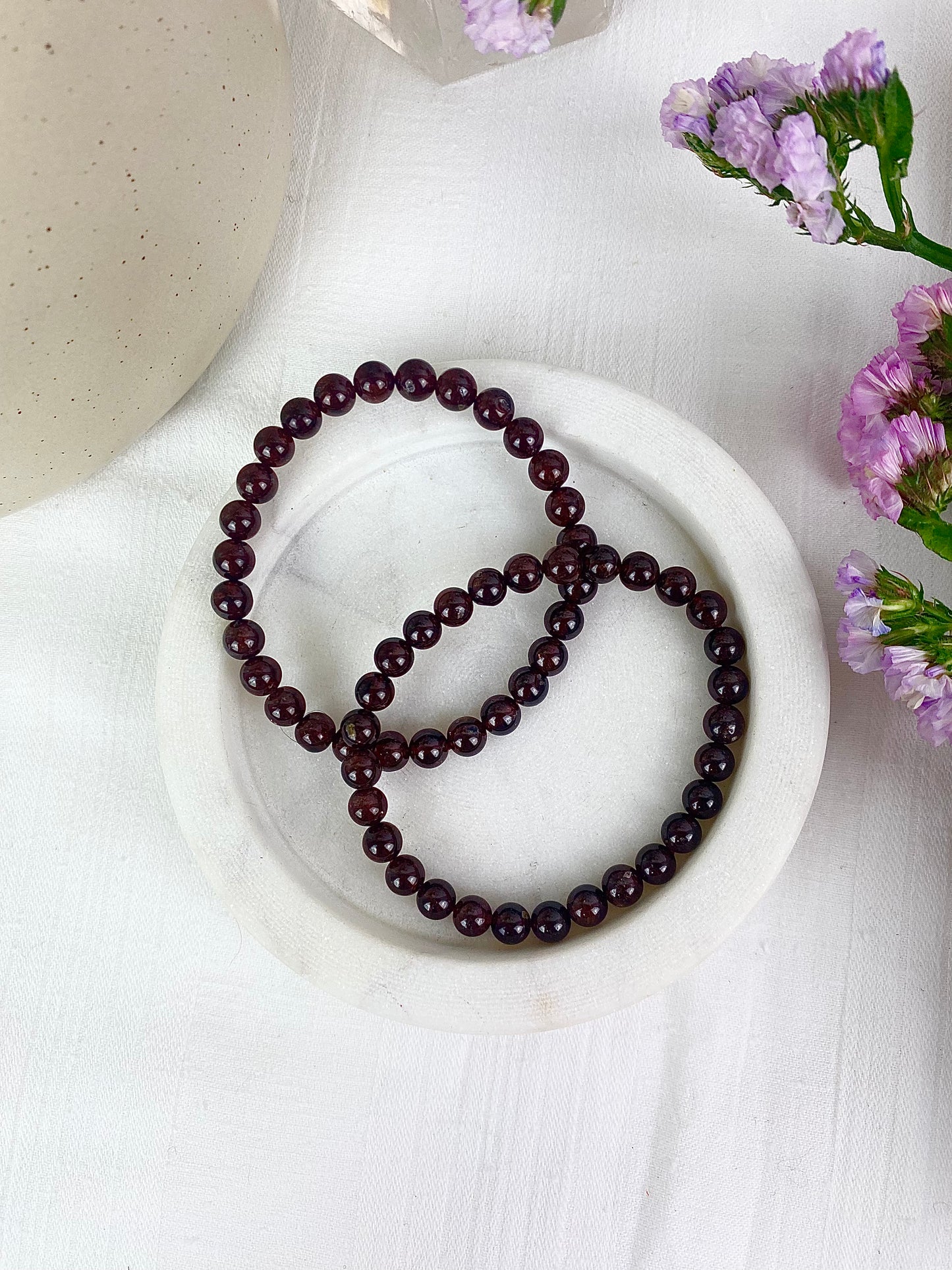 Garnet Beaded Bracelets ✧ 6mm