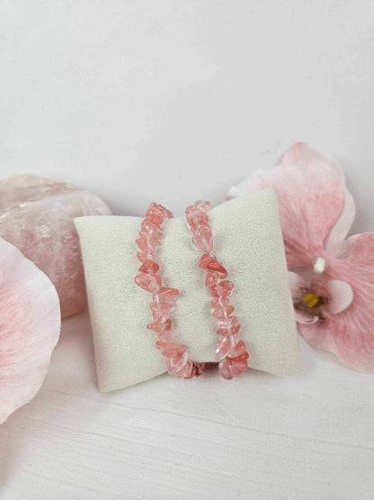 Pink Smelting Quartz Chip Bracelets