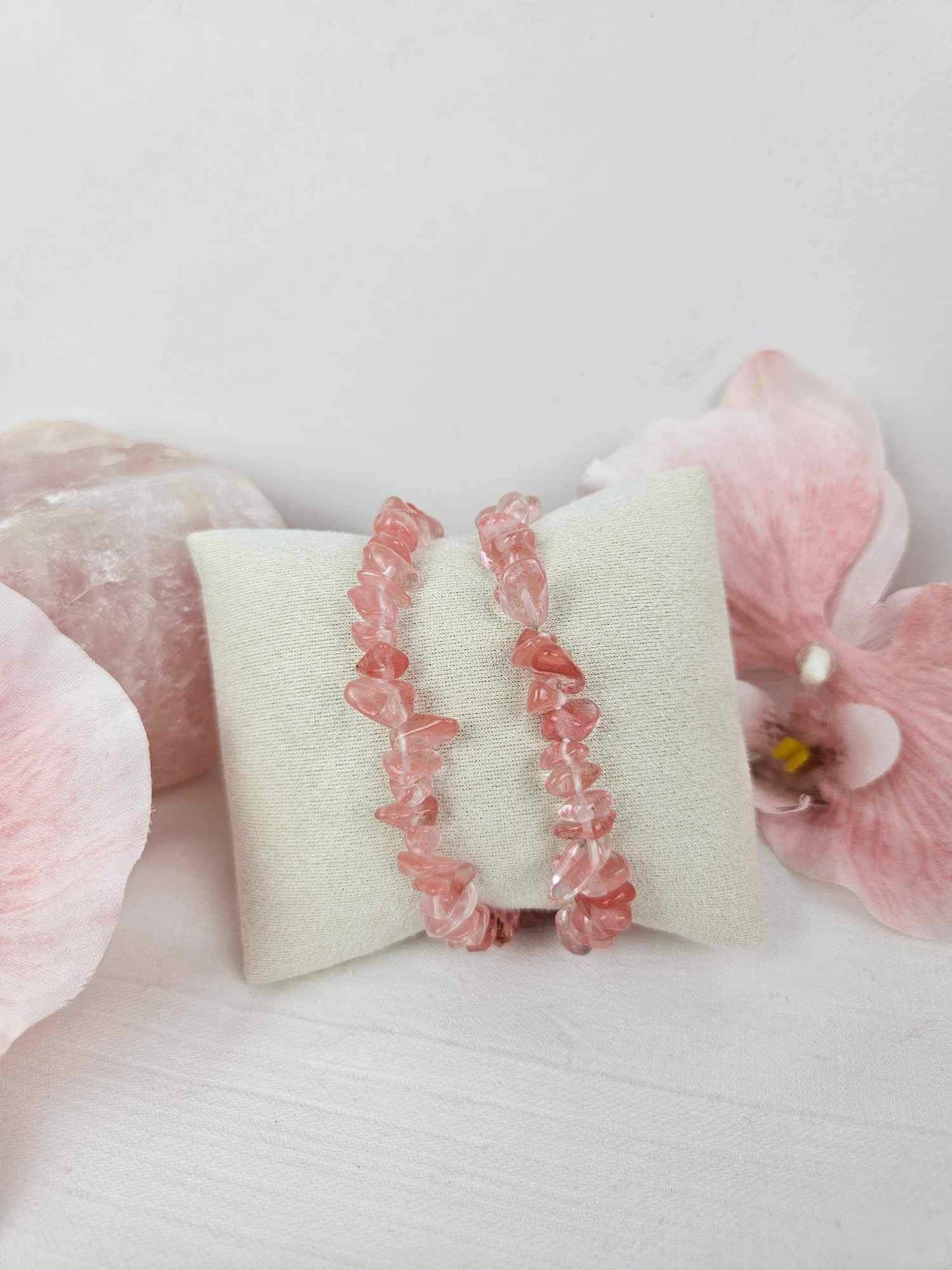 Pink Smelting Quartz Chip Bracelets